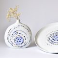 Porcelánová váza a talíř - Kruhy na vodě