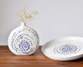 Porcelánová váza a talíř - Kruhy na vodě