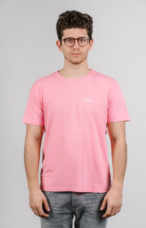 Růžové konopné tričko s logem