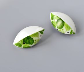 Porcelánová brož zelená - Leaves