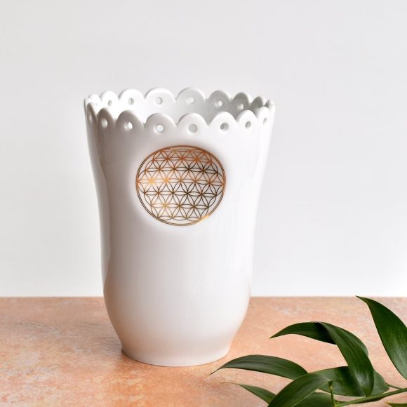 Porcelánová váza - zlatý Květ života
